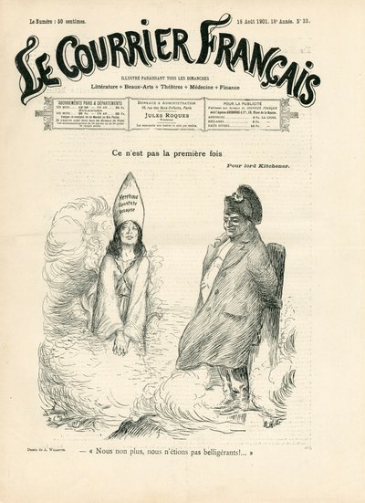 Kansi "" Le Courrier francais"", numero 33, Satirical in B & W tekijältä Adolphe Leon Willette
