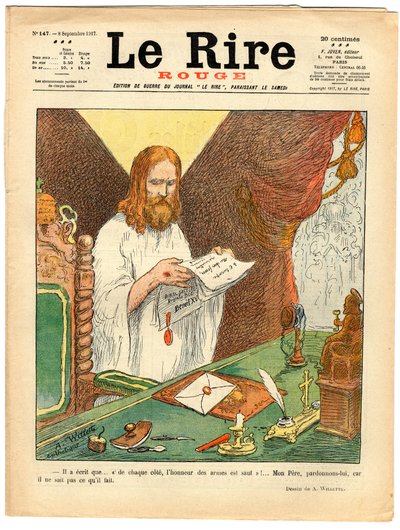 Kansi "" The Red Laughter", satiirinen väreissä tekijältä Adolphe Leon Willette