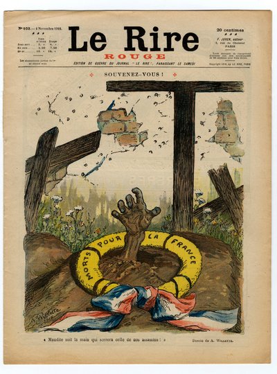 Kansi "" The Red Laughter", satiirinen väreissä tekijältä Adolphe Leon Willette