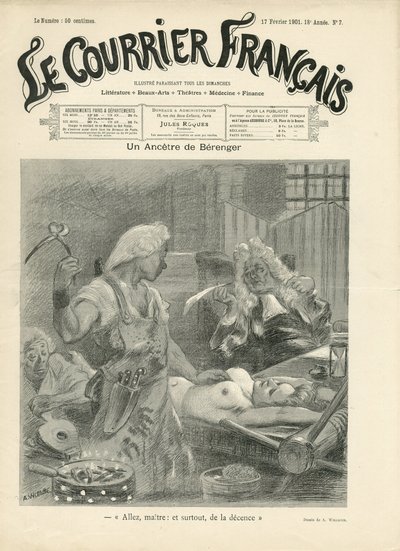 Kuva Adolphe dit Willettesta (1857-1926) Le Courrier francais -lehden kanteen tekijältä Adolphe Leon Willette