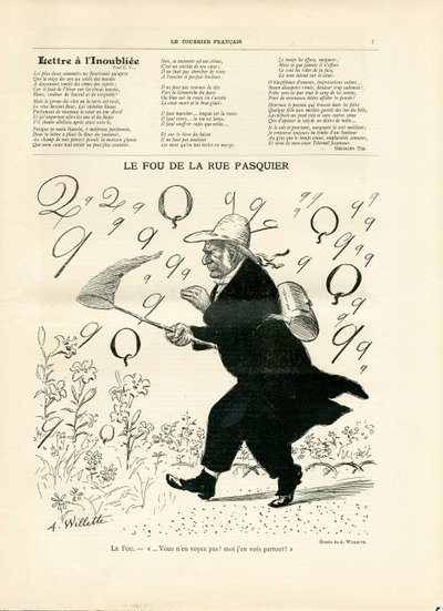 Le Courier francais, numero 10, mustavalkoinen satiirinen tekijältä Adolphe Leon Willette
