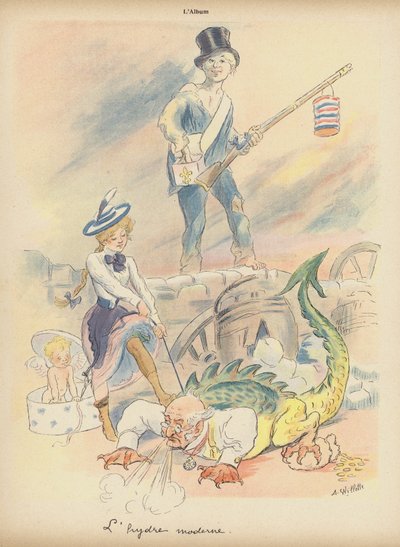 Moderni Hydra (värinen lito) tekijältä Adolphe Leon Willette