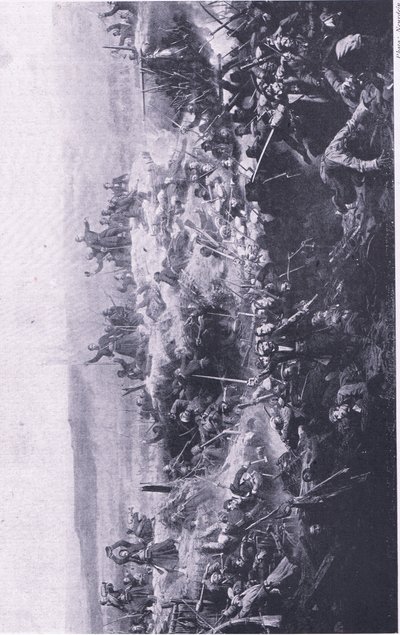 Ranskalaisten suorittama Malakoffin valtaus, kuvitus brittiläisistä taisteluista maalla ja merellä, 1915 tekijältä Adolphe Yvon