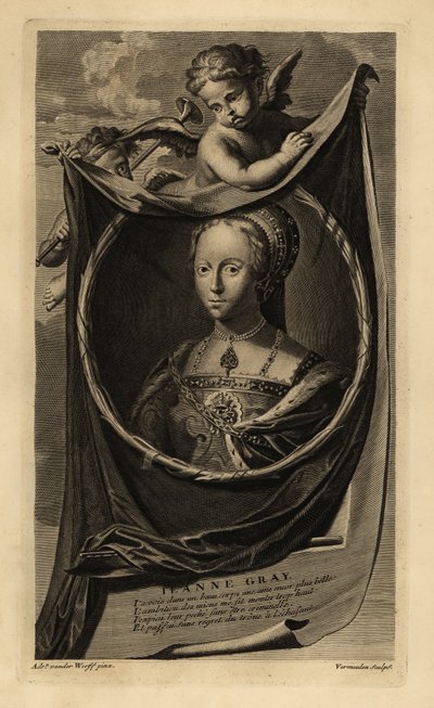 Lady Jane Gray (1537-1554) (kaiverrus) tekijältä Adriaan van der (after) Werff