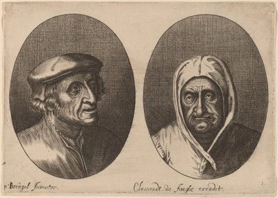 Talonpoikamiehen ja -naisen päät tekijältä Adriaen Brouwer after Pieter Bruegel the Elder