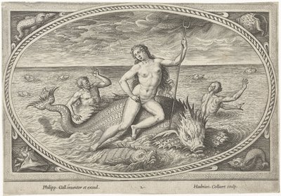 Amfitriitti kalan päällä Sea Gods (sarjan nimi) tekijältä Adriaen Collaert