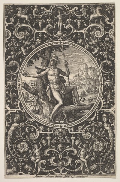 Pariisi koristeellisessa kehyksessä groteskeilla, n. 1580-1600. tekijältä Adriaen Collaert