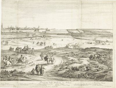 Näkymä Bethunesta (oikea arkki) Veuë de la Ville de Bethune en Artois (otsikko esineessä) tekijältä Adriaen Frans Boudewyns