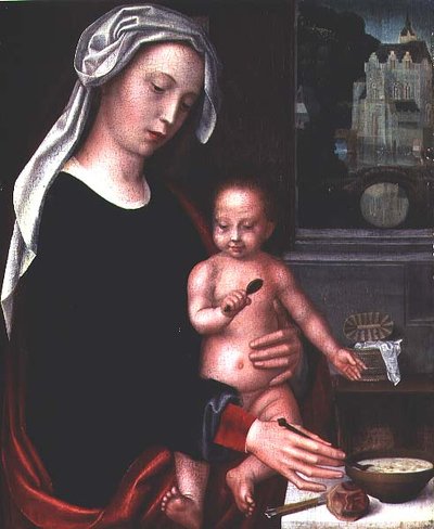 Madonna at Bata (panel)finn tekijältä Adriaen Isenbrandt or Isenbrant