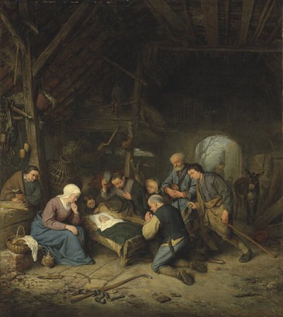 Barokki: Ostade, Adriaen Jansz, van (1610-1685) Paimenten palvonta tekijältä Adriaen Jansz. van Ostade