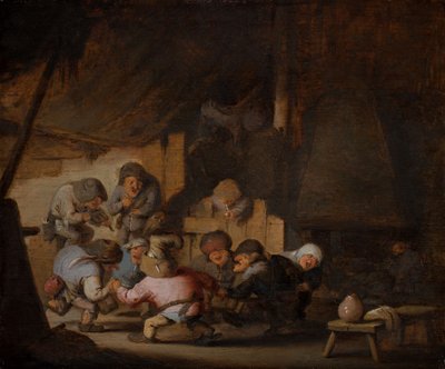 Tanssivat kääpiöt maalaismajoituksessa, noin 1635 (öljy puulle). tekijältä Adriaen Jansz. van Ostade