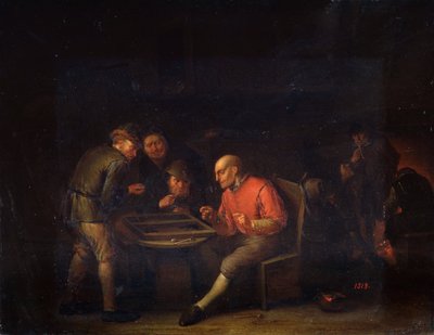 Flemingit leikkivät noppaa, 1600-luku tekijältä Adriaen Jansz. van Ostade