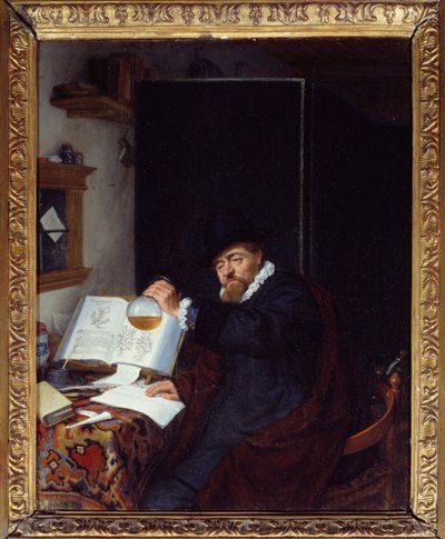 Lääketiede: "" Virtsan analyysi"" Adriaen van Ostaden (1610-1685) maalaus 1666 su. 0,28x0,22 m Pariisi, Musee du PetiPalais tekijältä Adriaen Jansz. van Ostade