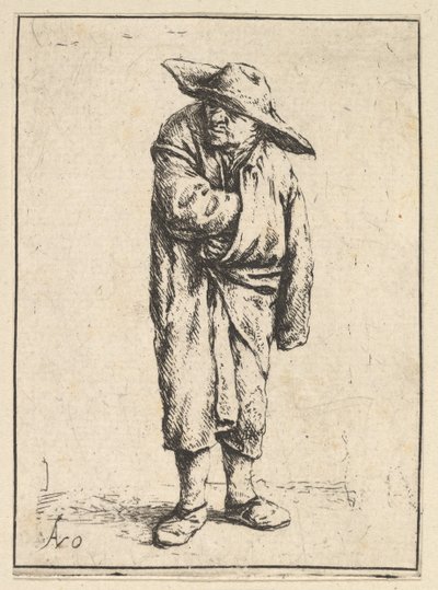Viittaansa kääritty talonpoika, 1610-85. tekijältä Adriaen Jansz. van Ostade
