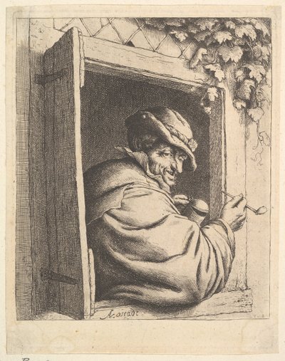 Smoker at the Window, 1610-85. tekijältä Adriaen Jansz. van Ostade