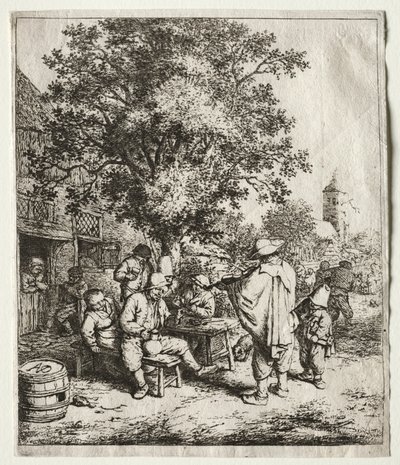 Viulunsoittaja ja hurdy-gurdy poika. tekijältä Adriaen Jansz. van Ostade