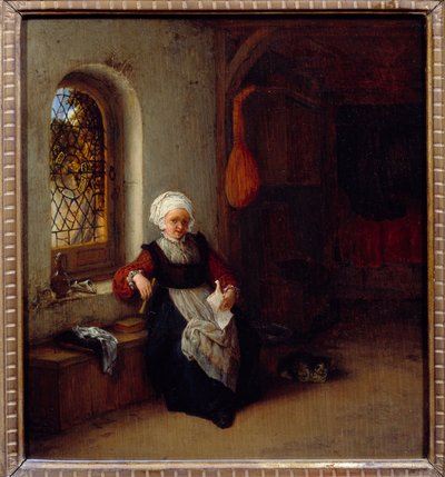 Naisella on kirje. Adrien Van Ostaden (1610-1685) maalaus Ec. Hol. tekijältä Adriaen Jansz. van Ostade