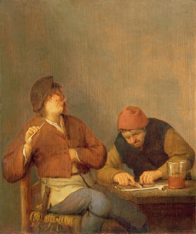 Kaksi tupakoitsijaa sisätiloissa, 1643 tekijältä Adriaen Jansz. van Ostade