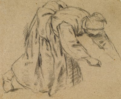 Woman Bending Down, 1656 (liitu paperille) tekijältä Adriaen Jansz. van Ostade