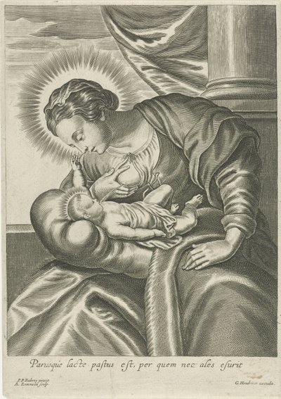 Maria ruokkii Kristus-lapsia tekijältä Adriaen Lommelin (attributed to workshop of)