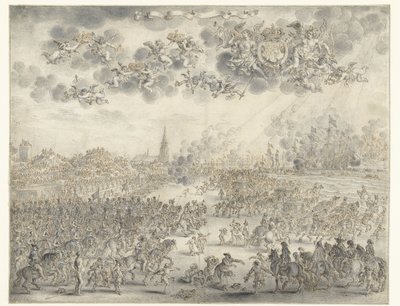 Kaarle II:n lähtö Scheveningenistä Kuningas Kaarle II lähdössä Scheveningenissä 2. kesäkuuta 1660 tekijältä Adriaen Pietersz van de Venne