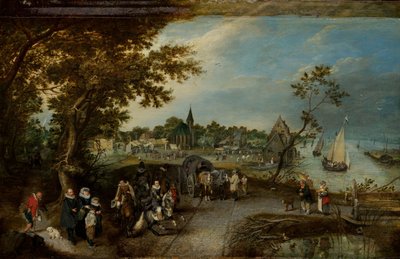 Maisema hahmoineen ja kylämessut tekijältä Adriaen Pietersz van de Venne