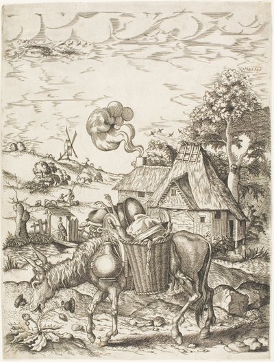 Ruoalla ladattu aasi, Eläinten symboliset hahmot tekijältä Adriaen Pietersz. van de Venne