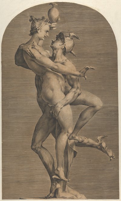 Mercury Abducting Psyche, n. 1620. tekijältä Adriaen de Vries