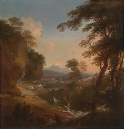 Maisema kaukaisten vuorten kanssa, n. 1698. tekijältä Adriaen van Diest