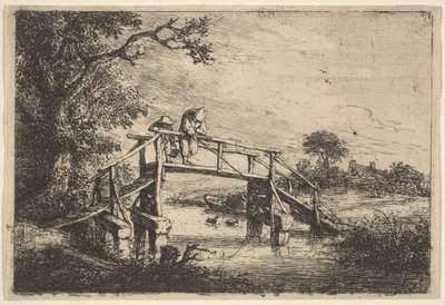 Kaksi onkijaa sillalla, 1647. tekijältä Adriaen van Ostade
