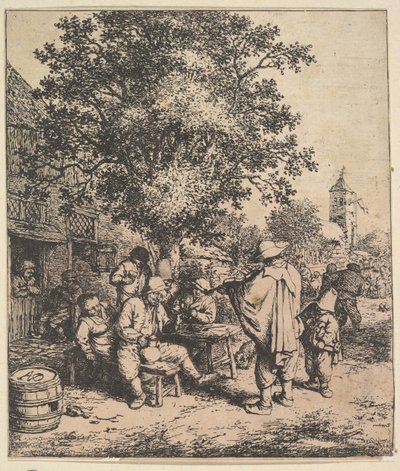 Viulisti ja pieni urkuhiomaaja, 1610-85. tekijältä Adriaen van Ostade