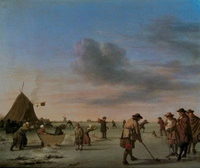 Golffareita jäällä Haarlemin lähellä, 1668 (paneeli) tekijältä Adriaen van de Velde