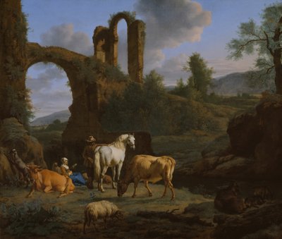 Pastoraalinen maisema raunioilla, 1664. tekijältä Adriaen van de Velde