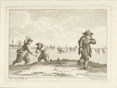 Lumipallonheittimet, kaiverrus Anthonij van der Haer, n. 1745-85 (etsaus) tekijältä Adriaen van de Velde