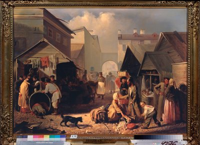 Buvette a Saint Petersburg (virkistyskoju Pietarissa) - Adrian Markovich Volkovin (1827-1873) maalaus, öljy kankaalle tekijältä Adrian Markovich Volkov