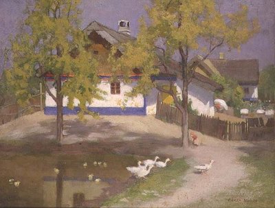 Slaavilainen mökki Kalocsassa, n. 1905-07 (öljy aluksella) tekijältä Adrian Scott Stokes