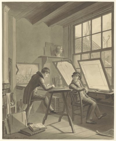 Jacob Ernst Marcuksen työpaja Rozenstraatilla Amsterdamissa tekijältä Adrianus Gerardus van Schoone