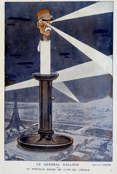 Kenraali Gallieni tai uusi kynttilä (tähden keulasta). Fantasiossa 12.01.1915. Piirustus A. Barrère. tekijältä Adrien Barrere
