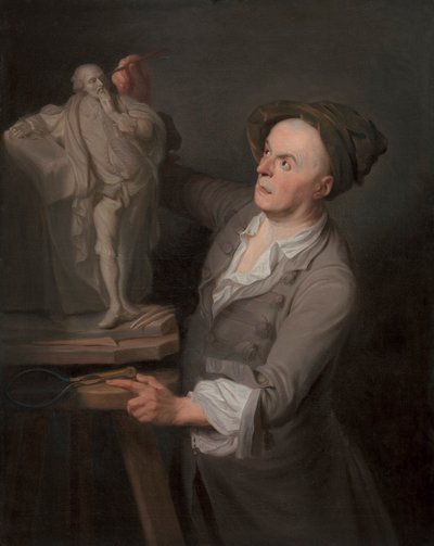 Louis-Francois Roubiliac mallintaa Shakespearen muistomerkkiään tekijältä Adrien Carpentiers