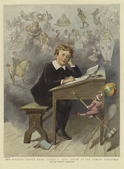 Lomakirje koulusta (väri litho) tekijältä Adrien Emmanuel (after) Marie