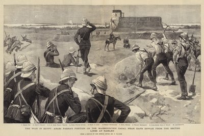Egyptin sota, arabialaisen pasan asema Mahmoudieh-kanavalla lähellä Kafr Dowaria British Linesiltä Ramlehissa tekijältä Adrien Emmanuel Marie