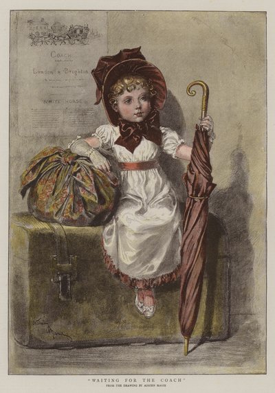 Valmentajaa odotellessa (chromolitho) tekijältä Adrien Emmanuel Marie