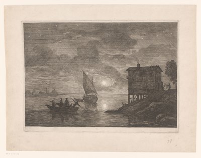 Lautta yöllä le baco tekijältä Adrien Manglard (attributed to)