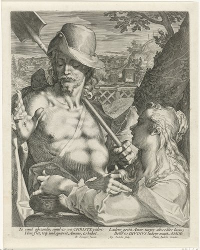 Kristus ilmestyy Magdalan Marialle (Noli mi tangere) puutarhurina tekijältä Egidius  Sadeler (II)