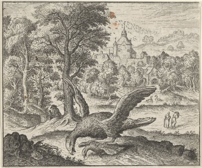 Fable of the Vulture and the Nightingale tekijältä Egidius  Sadeler (II)