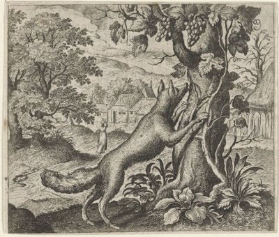 Fable of the Fox and the Grapes tekijältä Egidius  Sadeler (II)