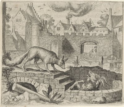 Fable of the Fox and the Vuoh tekijältä Egidius  Sadeler (II)