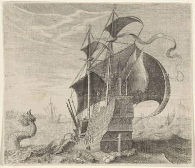 Fable of the Ship and the Whale tekijältä Egidius  Sadeler (II)