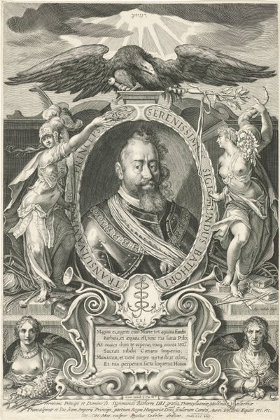 Transilvanian ruhtinas Sigismund Báthoryn muotokuva tekijältä Egidius  Sadeler (II)