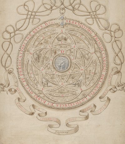Anagrammi Kaarle III:n kunniaksi, Lorraine and Barin herttua, n. 1595-1605. tekijältä Aegidius Sadeler II